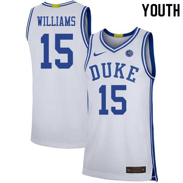Youth #15 Mark Williams Duke Blue Devils College Basketball Jerseys Sale-White